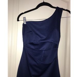 Navy Blue One Shoulder Cut Out Cocktail Dress